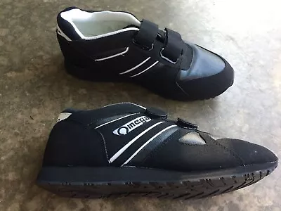 Men's Black & White Omega Walking Shoes Hook & Loop Fastening Size 8 EEE 438-E • $18.99