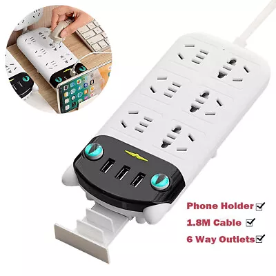 1.8M Power Board 6 Way Outlets Socket USB Charging Charger Port Surge Protector • $20.39