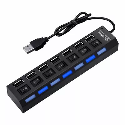 Multi 7 Port USB HUB Harging Station Dock Phone Wall Charger Home Desktop Led • $8.99