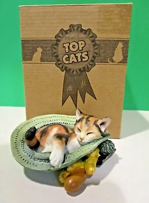 A COUNTRY ARTISTS SUNNY SNOOZE KITTY CAT Sculpture Kitten Hat Nap --  NEW In BOX • £28.45