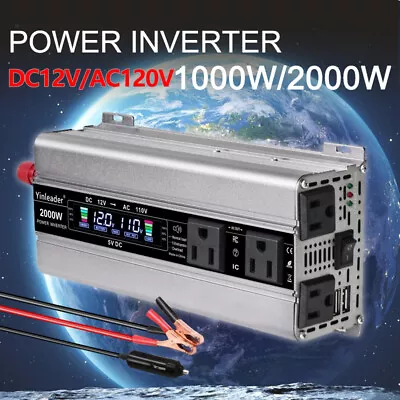 Power Car Inverter 1000w 2000w Dc 12v To Ac 110v 120v Converter Solar Vehicle  • $59.49