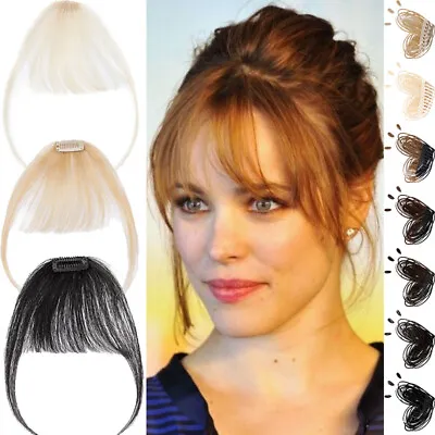 Thin/Thick Fringe Bangs 100% Remy Human Hair Extensions Clip In Hairpiece Topper • $8.90