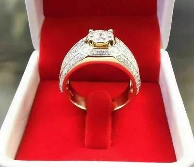 Men's 1.50Ct Lab Created Diamond Wedding Band Ring 14K Yellow Gold Plated • $149