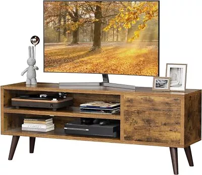 Retro TV Stand Entertainment Center With Shelf Wood TV Console Table TVs To 55  • $83.99