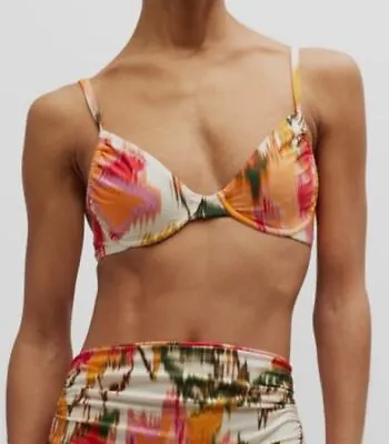 $131 Lenny Niemeyer Women's Orange Herta Demi Bikini Top Swimwear Size Small • $41.98