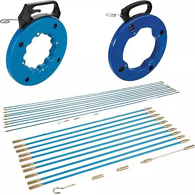 Fish Tape 15m / 30m & Cable Access Kit 1M & 330mm Electricians Puller Rods • £10.55