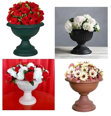 42 Cm Round Urn Pot Plastic Grecian Garden Patio Plant Flower Pots Planter Bowl • £6.40