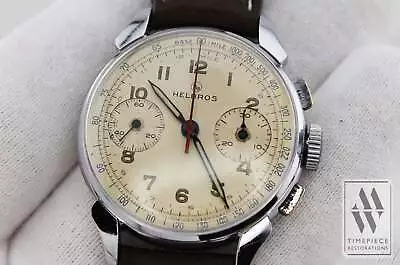 Helbros 1940s-50s Handsome Chronograph Wristwatch - Venus Cal. 188 With Nickel A • $586.99