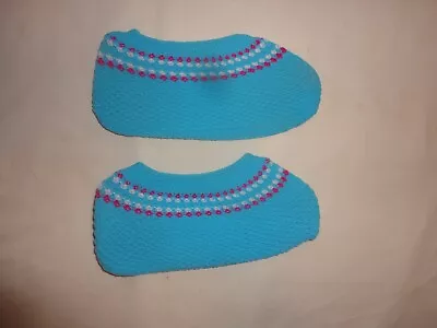 Peds Low Cut Slipper Socks Booties Blue Knit Women's New Vintage • $6.99