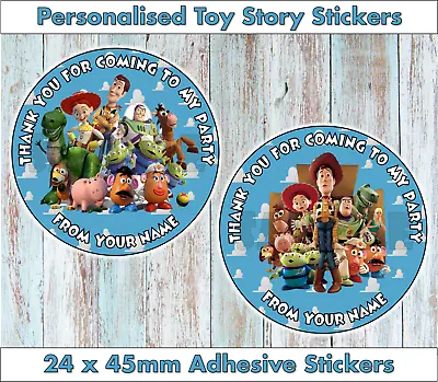 £1.99 • Buy 24 Toy Story Personalised Stickers Birthday Party Thank You Sweet Cones Bags