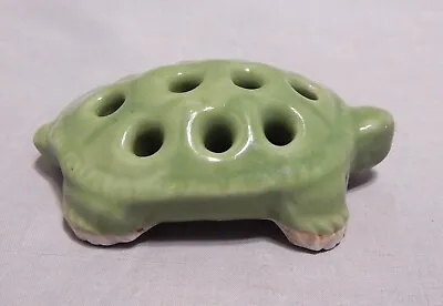 Vintage Pottery Turtle Flower Frog 10 Hole • $29