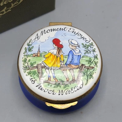 $29.95 • Buy Crummles & Co England Enamel Box - A Moment Enjoyed Is Never Wasted