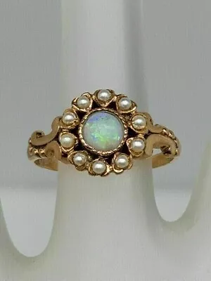 2CT Round Genuine Fire Opal Antique Victorian Women Ring 14k Yellow Gold Plated • $145.79