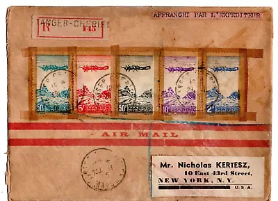 Stamps France Morocco Registered Air Mail Cover 1945 • $30