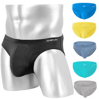 Zonbailon Mens Briefs Bamboo Sexy Bikini Big Pouch Ultra Comfort Soft Underwear • $11.09