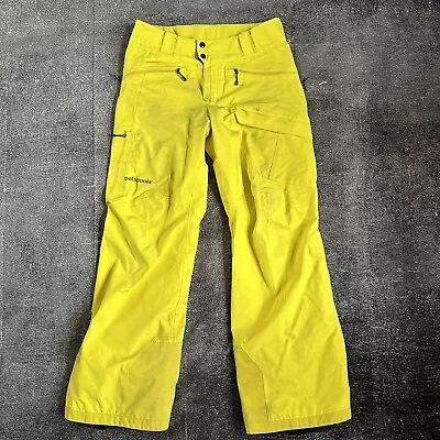 Men's Patagonia Powder Bowl Freeride Gore Tex Yellow Gray Winter Ski Pants Sz S • $89
