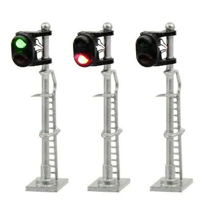 3pcs Model Railroad N Gauge 1:150 Track Signals 2-LEDs Green Red Block Lights • £13.19