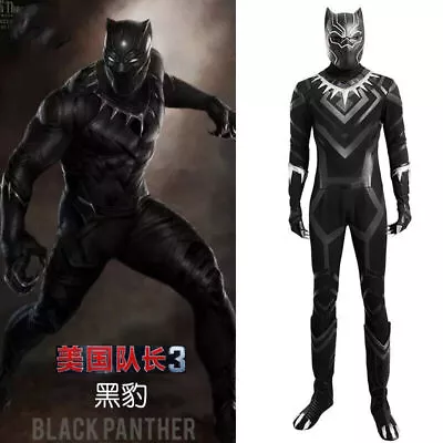 Black Panther Men's Halloween Cosplay Costume Outfit Full Set Helmet Boot Gloves • $268.83