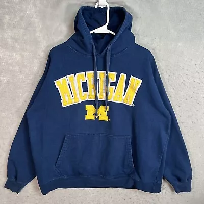 Vintage Michigan Wolverines Sweater Adult XL Blue Hoodie Sweatshirt Mens • $29.99