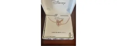 Disney Minnie Mouse Love Is Bowtiful 14K Gold Flash Plated Charmed Necklace NIB • $29.99