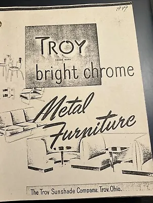 Troy Bright Chrome Sunshade Company Streamline Metal Furniture MCM Catalog • $45