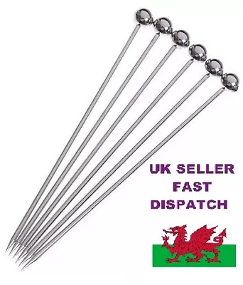 Stainless Steel Cocktail Sticks Fruit Picks Party Food Drink 11 Cm Long 6 Pack • £7.30