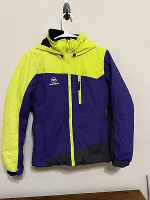 Vtg 90's Rossignol Gear Kids Sz 14 Anorak Ski Jacket Windbreaker Purple Yellow • $29