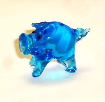 Vintage Hand Blown Cobalt BLUE Glass Animal PIG Piglet Piggy Sow Figurine MCM • $8