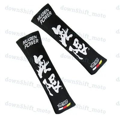 X2 Black JDM Mugen Power Seat Belt Cover Shoulder Pads Embroidery For Honda New • $11.81