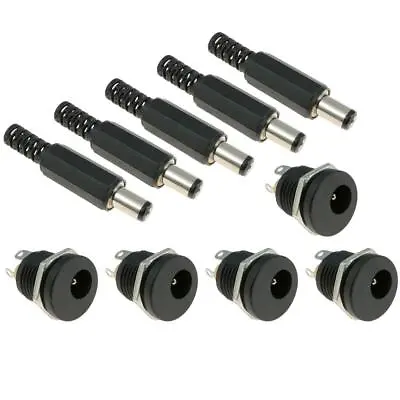 5x 2.5mm X 5.5mm Male Plug + Female Socket Panel Mount Jack DC Connector • £4.95