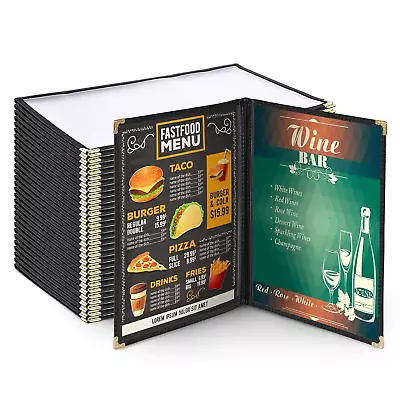 Wechef 30 Pack Restaurant Menu Covers 8.5 X 14 Double Fold 2 Pages 4 Views Trans • $115.99
