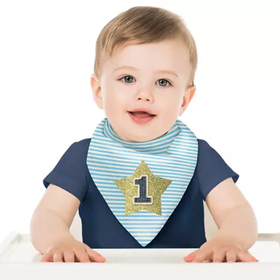 1st Birthday One Star Fabric Boys Bib First Cake Smash Party Decorations • $14.95