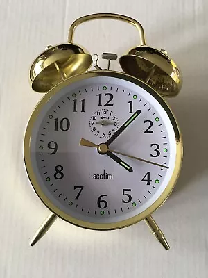 £16.95 • Buy Acctim Traditional Double Bell Wind Up Saxon Gold Alarm Clock Luminous Hands