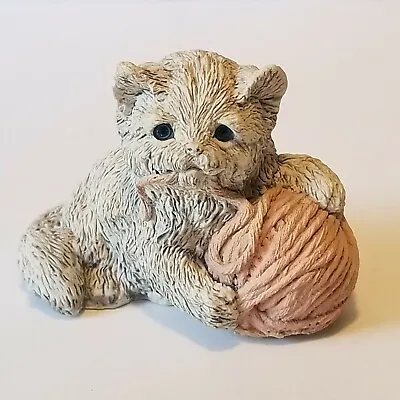 Stone Critter Littles Cat Figurine Miniature Kitty Kitten W/ Yarn Vintage NOS  • $12.90