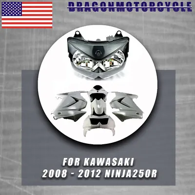 Unpainted Fairing Set Kit Headlight For Kawasaki 2008 09 10 11 2012 Ninja250R • $69.91