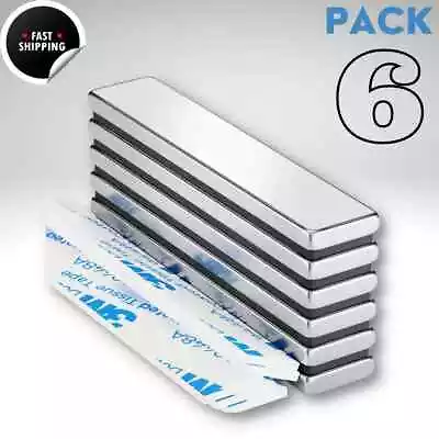 Strong Magnet Strips Heavy Duty - Rare Earth Magnets With Adhesive - Pack Of 6 • $10.89