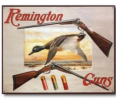 Remington Shotguns Duck Metal Tin Sign Hunting Cabin Home Wall Decor #1002 • $19.90