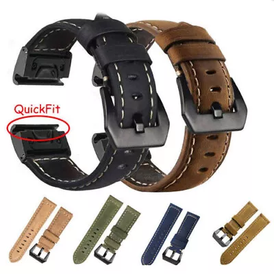 26mm Leather Quick Fit Watch Band Strap For Garmin Fenix 5X 6X 7X Pro Plus • $24.99