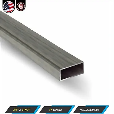3/4  X 1-1/2  Rectangular Tube - Mild Steel - 11 Gauge - ERW - 12  Long (1-ft) • $7