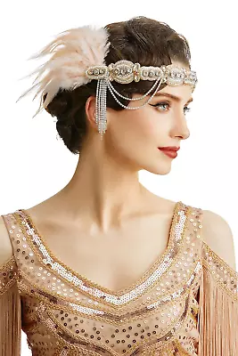 1920S Flapper Headband Roaring 20S Gatsby Headpiece Black Feather Headband 1920S • $25.99
