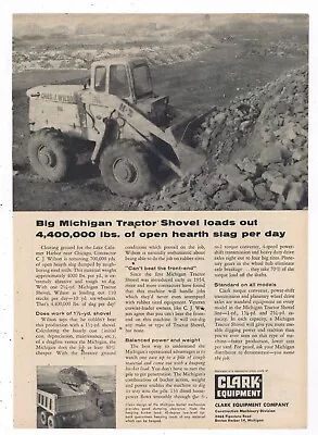 1957 Clark Equipment Ad: Tractor Shovel At Lake Calumet Harbor Job Near Chicago • $17.89