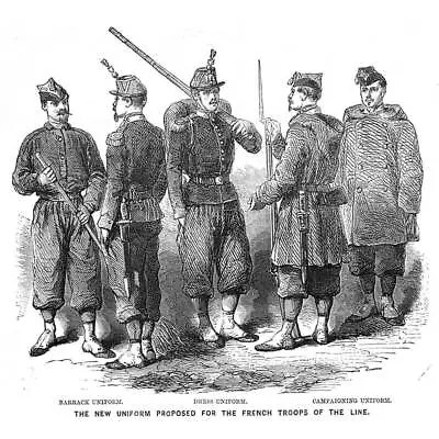 FRANCE Proposed New Uniform For Troops Of The Line - Antique Print 1860 • £6.99