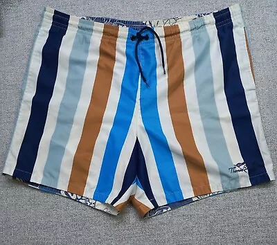 Thomas Burberry Swim Trunks Short Men's Striped Drawstring 100% Polyester Size L • $169.99