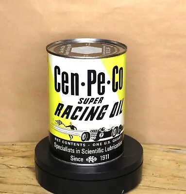 Extremely Nice NOS Full /  CEN-PE-CO SUPER RACING OIL~  Metal Quart Can • $53