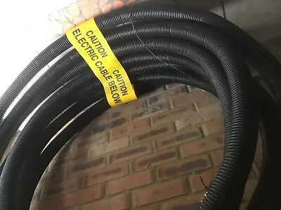 5m FLEXIBLE ELECTRIC BURIED TRENCH CABLE DUCTING BLACK + CAUTION MARKER TAPE KIT • £39.95