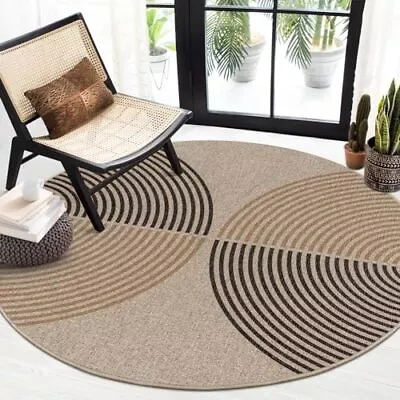  Modern Rainbow Round Rug 6ft Easy Jute Circle Patio Rug 6' Round Nature • $115.99