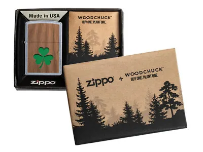 Zippo  Wood Emblem Clover Both Sides  Woodchuck Street Chrome Lighter ** New ** • $176.68