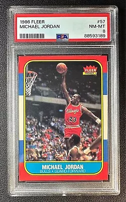 Michael Jordan Psa 8 1986 Fleer Basketball #57 Rookie Card Rc Chicago Bulls Hof • $3111