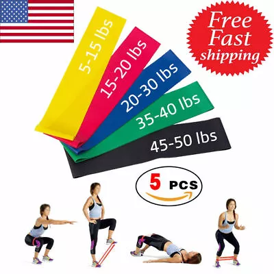 Resistance Bands Loop Set Of 5 Exercise Workout CrossFit Fitness Yoga Booty Band • $10.99