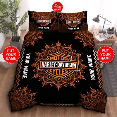 NEW Harley-Davidson Motorcycle Custom Name Christmas 3D Duvet Cover Bedding Set • $9.99